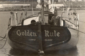 Bigelow aboard the Golden Rule, 1958. Photo courtesy VFPGoldenRuleProject.org