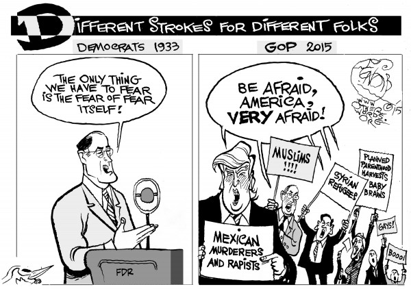 Fear Itself, an OtherWords cartoon by Khalil Bendib